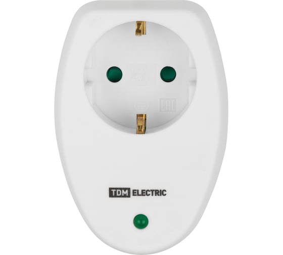 Сетевой фильтр TDM ELECTRIC 1 гнездо, 2П+З, с защитными шторками, 16А, 250В, белый SQ1806-0185