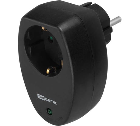 Сетевой фильтр TDM ELECTRIC 1 гнездо, 2П+З, с защитными шторками, 16А, 250В, черный SQ1806-0186