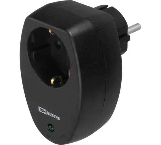 Сетевой фильтр TDM ELECTRIC 1 гнездо, 2П+З, с защитными шторками, 16А, 250В, черный SQ1806-0186