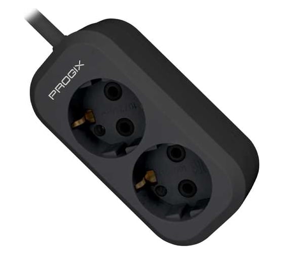 Удлинитель сетевой PROGIX 2 розетки, 7 метров, с заземлением, чёрный, 3x1,5 US2GX1B7