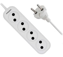 Удлинитель сетевой PROGIX 4 розетки, 3 метра, без заземления, белый, 2x0.5 PG461