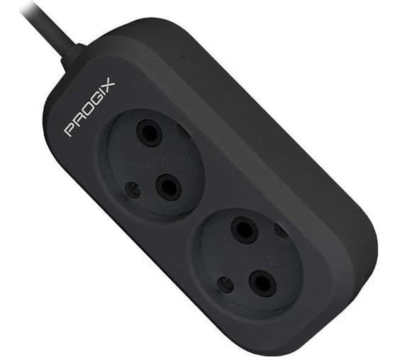 Удлинитель сетевой PROGIX 2 розетки, 7 метров, без заземления, чёрный, 2x0.5 PG268