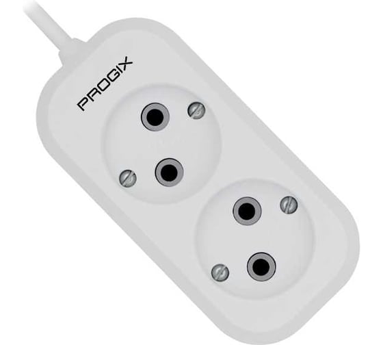 Удлинитель сетевой PROGIX 2 розетки, 5 метров, без заземления, белый, 2x0.75 US2XXW5