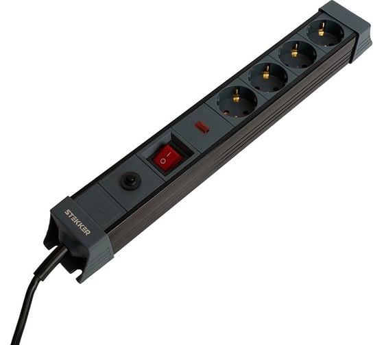 Сетевой фильтр STEKKER 4-местный с/з 3x1мм2, 3 м, 250В, 16А, серия Techno, HM 50157