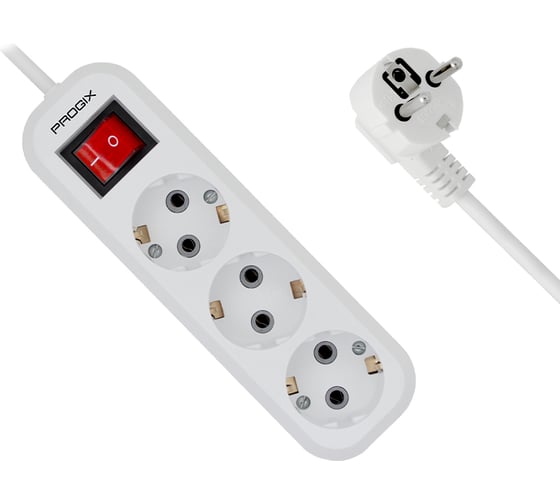 Удлинитель сетевой PROGIX 3 розетки, 7 метров с/з, белый, 3x1,5 US3GS1W7 1