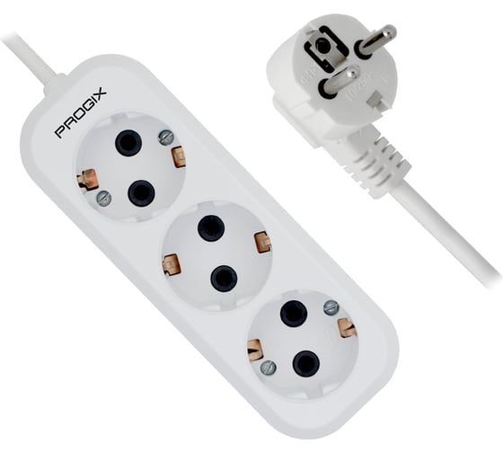 Удлинитель сетевой PROGIX 3 розетки, 7 метров с/з, белый, 3x1,5 US3GX1W7 1