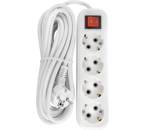 Бытовой удлинитель АБК-СИЛА 4 гнезда с заземлением и выключателем 7м ПВС 3х1мм кв. 16А/220В/3500Вт 1шт 2200308