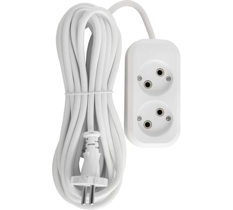 Бытовой удлинитель АБК-СИЛА 2 гнезда без заземления 5м ПВС 2х1мм кв. 10А/220В/2200Вт 1шт 2200403