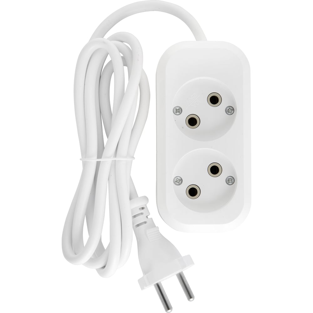 Бытовой удлинитель АБК-СИЛА 2 гнезда без заземления 1,5м ПВС 2х1мм кв ...