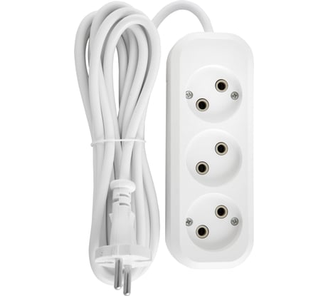 Бытовой удлинитель АБК-СИЛА 3 гнезда без заземления 3м ПВС 2х1мм кв. 10А/220В/2200Вт 1шт 2200406