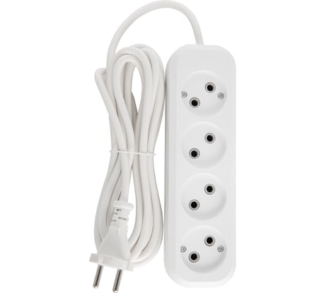 Бытовой удлинитель АБК-СИЛА 4 гнезда без заземления 3м ПВС 2х1мм кв. 10А/220В/2200Вт 1шт 2200410