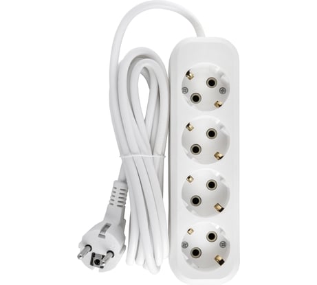 Бытовой удлинитель АБК-СИЛА 4 гнезда с заземлением 3м ПВС 3х1мм кв. 16А/220В/3500Вт 1шт 2200510