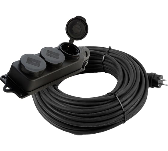 Удлинитель STEKKER 3-местный с/з КГ 3*1,5мм2, IP44, 20м, 16A, серия Professio 50348 1