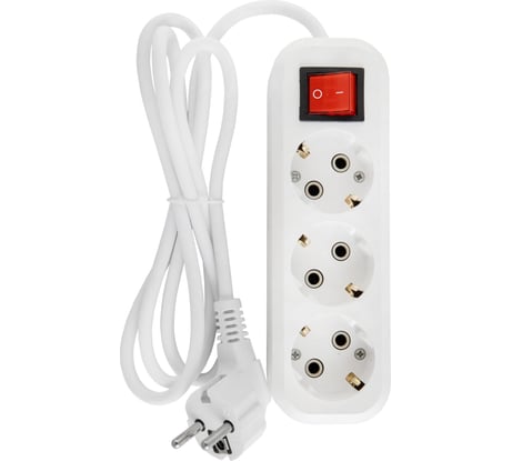 Бытовой удлинитель АБК-СИЛА 3 гнезда с заземлением и выключателем 1,5м ПВС 3х1мм кв.16А/220В/3500Вт 1шт 2200301