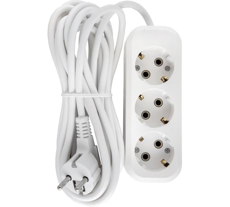 Бытовой удлинитель АБК-СИЛА 3 гнезда с заземлением 5м ПВС 3х1мм кв. 16А/220В/3500Вт 1шт 2200507