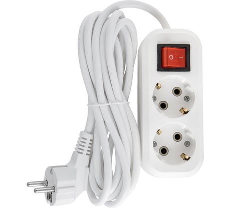 Бытовой удлинитель АБК-СИЛА 2 гнезда с заземлением и выключателем 3м ПВС 3х1мм кв. 16А/220В/3500Вт 1шт 2200310