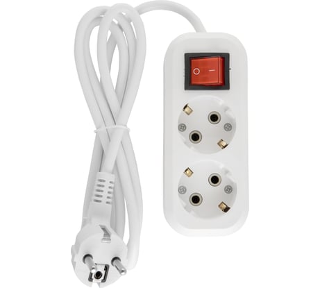 Бытовой удлинитель АБК-СИЛА 2 гнезда с заземлением и выключателем 1,5м ПВС 3х1мм кв. 16А/220В/3500Вт 1шт 2200309