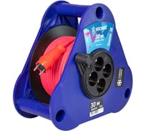 Удлинитель КОСМОС (катушка-треуг) 16А 3500Вт 4 гн КГ 2x2,5 (30м) УКП YKTKsm30m-4g(2.5)KG