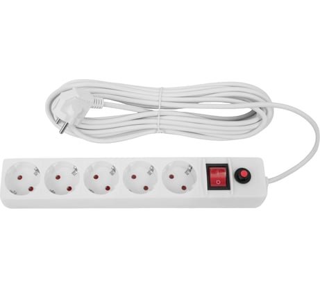 Сетевой фильтр Gigant с заземлением белый ПВС 3x0.75мм2, 5 розеток, 10м 80111