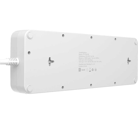Сетевой фильтр AGNI плоский 10 розеток c кабелем 2м,белый,4 USB TP-FO4U10E-2m-white