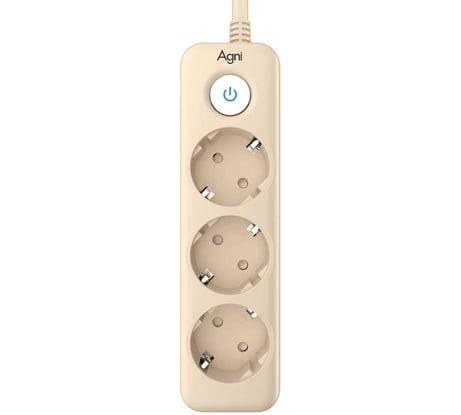 Сетевой фильтр AGNI плоский 3 розетки c кабелем 2м,слоновая кость TP-FD3E-2m-ivory