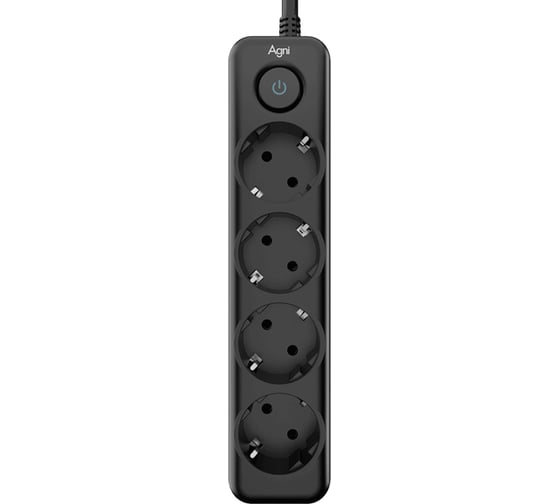 Сетевой фильтр AGNI плоский, 4 розетки, c кабелем 3м, черный TP-FD4E-3m-black 1