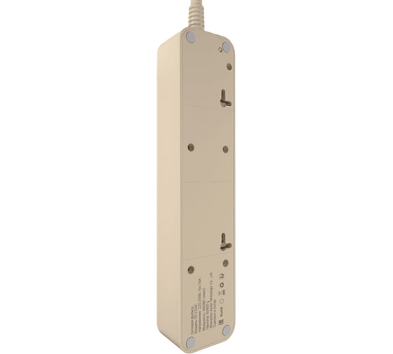 Сетевой фильтр AGNI плоский, 4 розетки, c кабелем 3м, слоновая кость TP-FD4E-3m-ivory