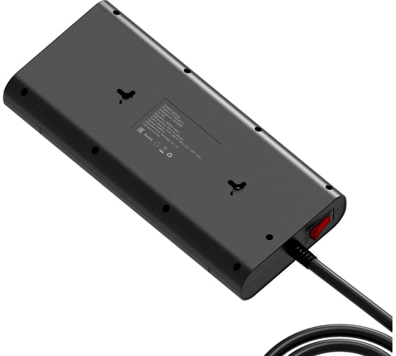 Сетевой фильтр AGNI плоский, 8 розеток, кабель 2м, 3USB, 1TYPE-C 20W, черный FA TP-FA4U8E-C-2m-black