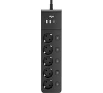Сетевой фильтр AGNI плоский, 5 розеток, c кабелем 2м, черный,3 USB TP-FI3U5E-2m-black TP-FI3U5E-C-2m-black