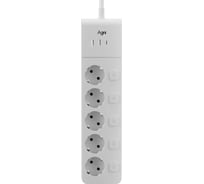 Сетевой фильтр AGNI плоский, 5 розеток, с кабелем 3м, белый,3 USB TP-FI3U5E-3m-white TP-FI3U5E-C-3m-white
