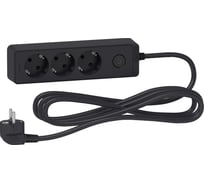 Удлинитель Systeme Electric UNICA EXTEND 3 розетки 2К+З, кабель 3м, ЧЁРНЫЙ ST9433B