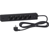 Удлинитель Systeme Electric UNICA EXTEND 5 розеток 2К+З, кабель 3м, 2 USB, ЧЁРНЫЙ ST945U3B