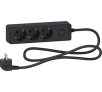 Удлинитель Systeme Electric UNICA EXTEND 3 розетки 2К+З, кабель 1,5м, ЧЁРНЫЙ ST9431B