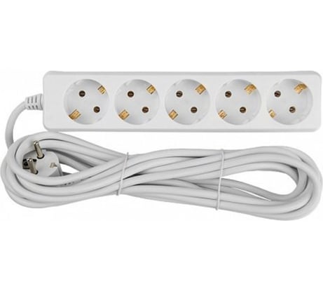 Сетевой бытовой удлинитель General Lighting Systems с заземлением без выключателя, на 5 розеток, кабель 10м, 16А, сечение кабе 470101