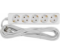 Сетевой бытовой удлинитель General Lighting Systems с заземлением без выключателя, на 5 розеток, кабель 3м, 16А, сечение кабел 470098
