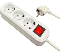 Удлинитель бытовой с зеземлением NVO ПВС 3x1,5 мм2 ГОСТ 10А с выключателем 3 розетки 3 метра NVO-USH-K-PEN-PVS-315-3-3