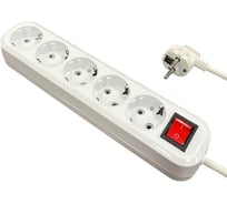 Удлинитель бытовой с зеземлением NVO ПВС 3x1,5 мм2 ГОСТ 10А с выключателем 5 розеток 3 метра NVO-USH-K-PEN-PVS-315-5-3