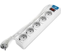 Фильтр-удлинитель DOMTOK 5 гнезд, ПВС 3*1 10А/2,2кВт, выключатель с индикацией, с заземлением, белый, 5м 2529