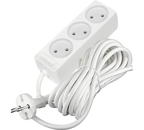 Удлинитель бытовой DOMTOK 3 гнезда, ПВС 2*1, 2,2кВт, б/з 10м 2350
