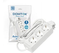 Удлинитель бытовой DOMTOK 3 гнезда, ПВС 3*1, 3,5кВт, с/з 5м 2392