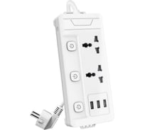 Сетевой фильтр универсальный Deli ET409 2 розетки + 3USB, 2 м 180717