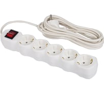 Сетевой фильтр ОФИСМАГ СУ10-005 5 розеток, с заземлением, выключатель, РАДИСТ 10 А, 3 м, белый 514143