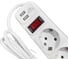 Фильтр-удлинитель DOMTOK 5 гнезд с USB type-A + type-A, ПВС 3*1, 10А/2,2кВт, выключатель с индикацией, с заземлением, белый, 3м 2565 3