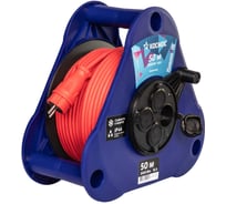 Удлинитель КОСМОС катушка-треугольник, 16А 3500Вт 4 гн КГ 2x2,5 (50м) IP44 УКП YKTK50m-4g(2.5)KG-IP