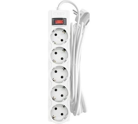 Сетевой фильтр Cbr 5 евророзеток длина кабеля 5 метров цвет белый коробка CSF 2505-5.0 White CB