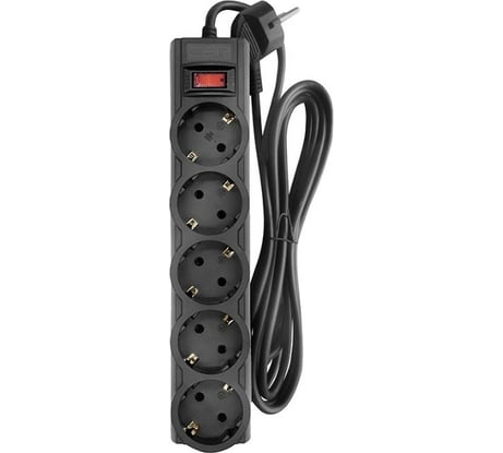 Сетевой фильтр CBR 5 евророзеток длина кабеля 3 метра цвет чёрный пакет CSF 2505-3.0 Black PC