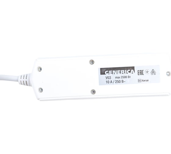 Удлинитель GENERICA У03 3 места 2P+PE/5м 3х1мм2 10А/250В WYP10-10-03-05-Z-G