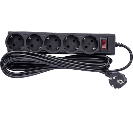 Сетевой фильтр Cbr 5 евророзеток длина кабеля 5 метров цвет чёрный пакет CSF 2505-5.0 Black PC