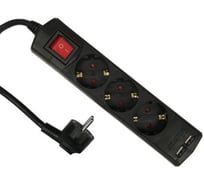 Удлинитель ЕТР с USB 3 гнезда 2м, 16А/3,6кW с з/к, ПВС 3x1,5 черный ETP 77028