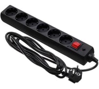 Сетевой фильтр (удлинитель) ЕТР 6 розеток с заземлением, 3 м, черный 77509